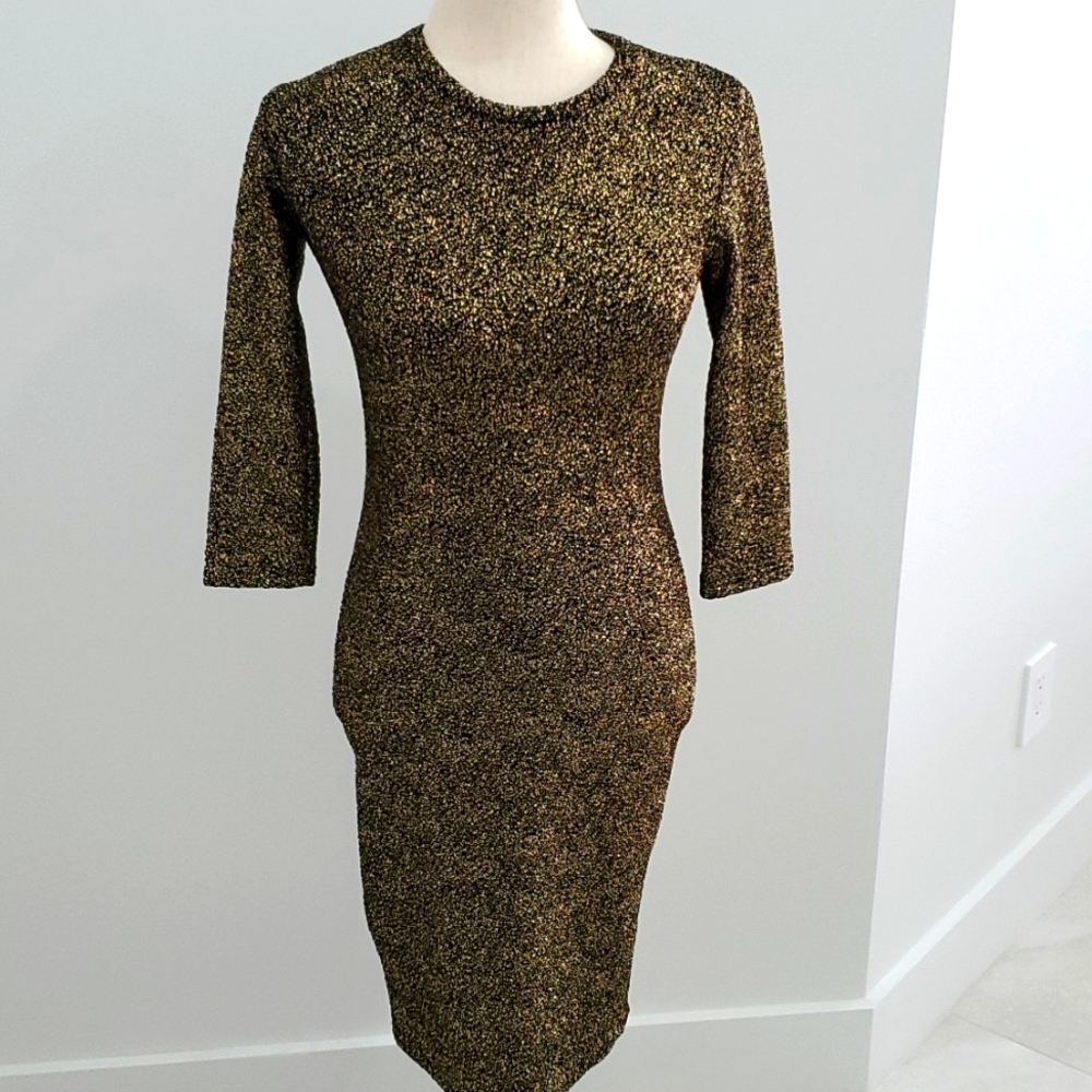 Gold Metallic Sheath Dress - Elegant Evening Dress